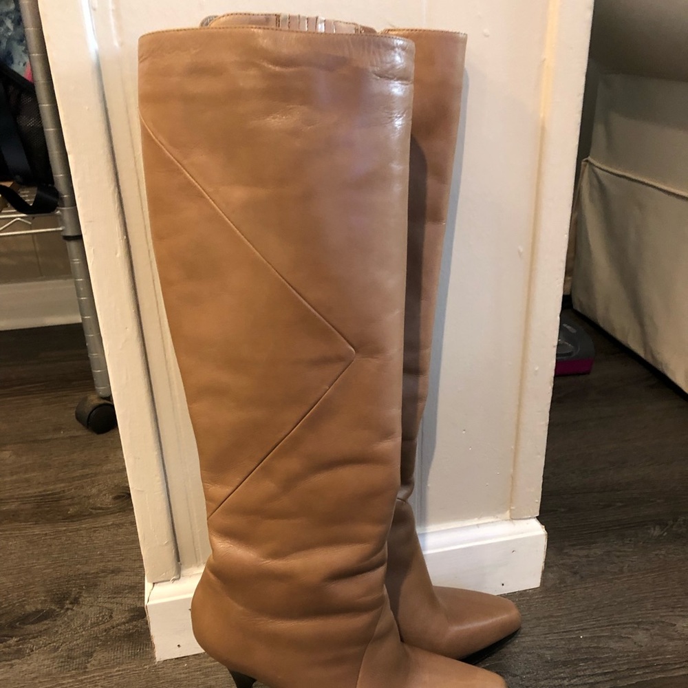 Tan leather boots